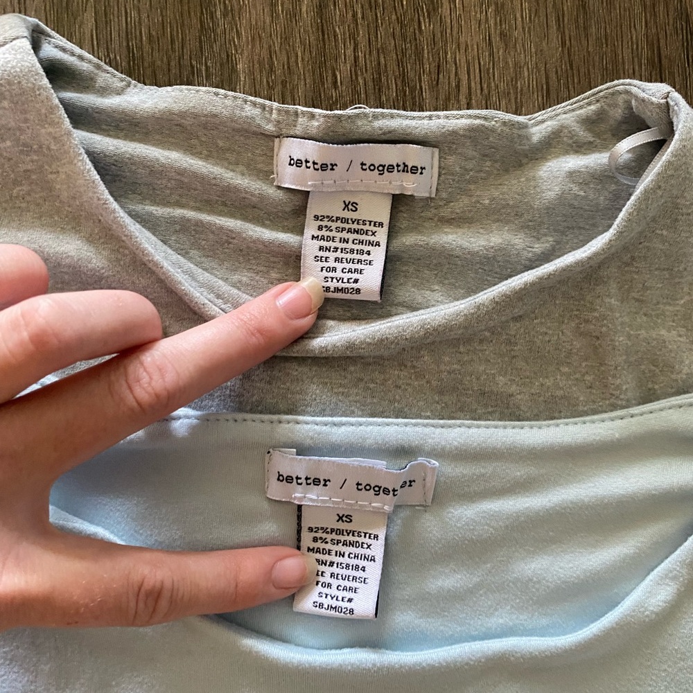 Better Together Women's Short Sleeve Tops - Gray and Light Blue